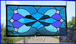 Stained Glass Window Modern Design, 23.75 x 12.25, Stars in Iridized Clea