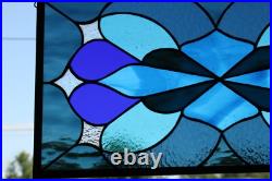 Stained Glass Window Modern Design, 23.75 x 12.25, Stars in Iridized Clea