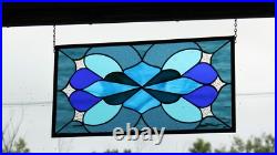 Stained Glass Window Modern Design, 23.75 x 12.25, Stars in Iridized Clea