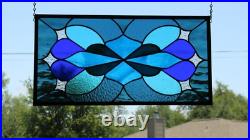 Stained Glass Window Modern Design, 23.75 x 12.25, Stars in Iridized Clea