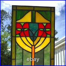 Stained Glass Window Pane in Hand Made Leaded Glass Art Deco Pattern