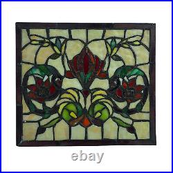 Stained Glass Window Pane in Hand Made Leaded Glass with Floral Pattern Small