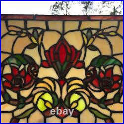 Stained Glass Window Pane in Hand Made Leaded Glass with Floral Pattern Small