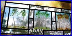 Stained Glass Window Panel 4 seasons aspen green turquoise blue gold