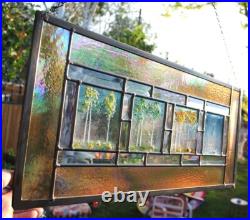 Stained Glass Window Panel 4 seasons aspen green turquoise blue gold