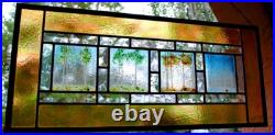 Stained Glass Window Panel 4 seasons aspen green turquoise blue gold