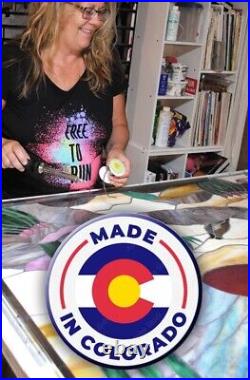 Stained Glass Window Panel 4 seasons aspen green turquoise blue gold