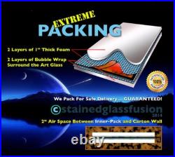 Stained Glass Window Panel 4 seasons aspen green turquoise blue gold