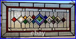 Stained Glass Window Panel Cheers Red Trim