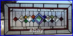 Stained Glass Window Panel Cheers Red Trim