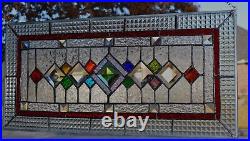 Stained Glass Window Panel Cheers Red Trim