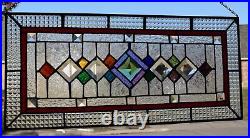 Stained Glass Window Panel Cheers Red Trim