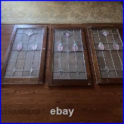 Stained Glass Window Panel Chicago Antique 38x20 Floral Design 3 Panels Total Stained Glass Window Panel Chicago Antique 38x20 Floral Design 3 Panels Total