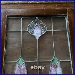 Stained Glass Window Panel Chicago Antique 38x20 Floral Design 3 Panels Total Stained Glass Window Panel Chicago Antique 38x20 Floral Design 3 Panels Total
