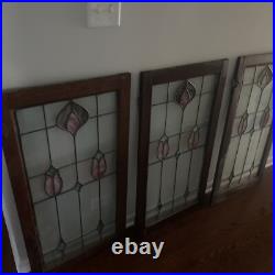 Stained Glass Window Panel Chicago Antique 38x20 Floral Design 3 Panels Total Stained Glass Window Panel Chicago Antique 38x20 Floral Design 3 Panels Total
