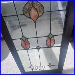 Stained Glass Window Panel Chicago Antique 38x20 Floral Design 3 Panels Total Stained Glass Window Panel Chicago Antique 38x20 Floral Design 3 Panels Total