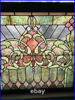 Stained Glass Window Reclaimed Salvaged Victorian Design Possible Antique 34x40
