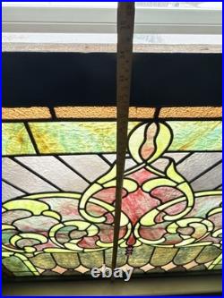 Stained Glass Window Reclaimed Salvaged Victorian Design Possible Antique 34x40