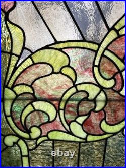 Stained Glass Window Reclaimed Salvaged Victorian Design Possible Antique 34x40