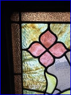 Stained Glass Window Reclaimed Salvaged Victorian Design Possible Antique 34x40