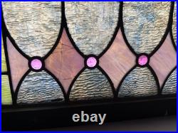 Stained Glass Window Reclaimed Salvaged Victorian Design Possible Antique 34x40