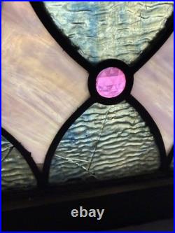 Stained Glass Window Reclaimed Salvaged Victorian Design Possible Antique 34x40