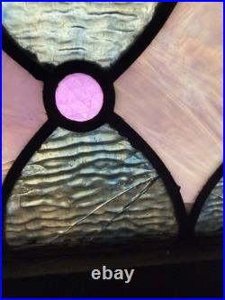 Stained Glass Window Reclaimed Salvaged Victorian Design Possible Antique 34x40