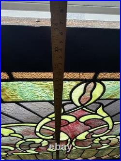 Stained Glass Window Reclaimed Salvaged Victorian Design Possible Antique 34x40