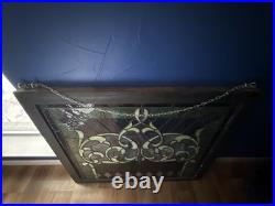 Stained Glass Window Reclaimed Salvaged Victorian Design Possible Antique 34x40