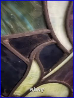 Stained Glass Window Reclaimed Salvaged Victorian Design Possible Antique 34x40