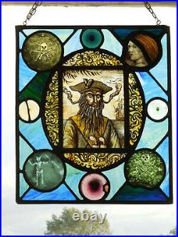 Stained Glass Window of Black Beard 18th Century Pirates of the Caribbean