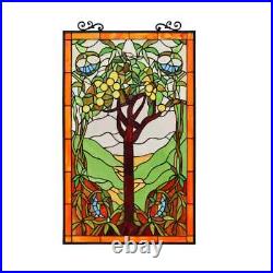 Stained Hanging Window Panel Glass Tree of Life Nature Design Tiffany Style