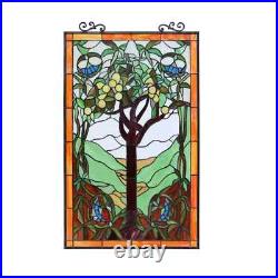 Stained Hanging Window Panel Glass Tree of Life Nature Design Tiffany Style