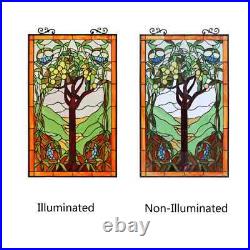 Stained Hanging Window Panel Glass Tree of Life Nature Design Tiffany Style