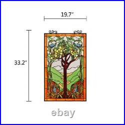 Stained Hanging Window Panel Glass Tree of Life Nature Design Tiffany Style