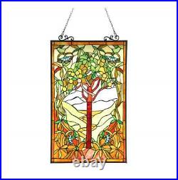 Stained Hanging Window Panel Glass Tree of Life Nature Design Tiffany Style