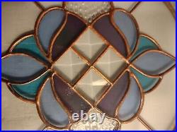 Stained Leaded Glass Around 10 1/2 Handmade Window Panel Textured Copper Brass