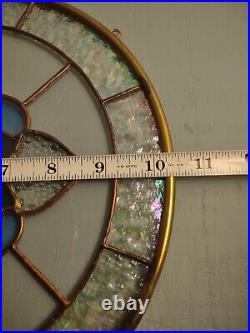 Stained Leaded Glass Around 10 1/2 Handmade Window Panel Textured Copper Brass