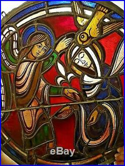 Stained glass Church window Portrait Mary Angel Holy Spirit Angelus Annunciation