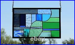 Stained glass Panel Multi-colored 16 5/8X 10 5/8 window hanging