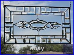 Stained glass, clear transom, rectangular 24.1/2 x 14 1/8 window hanging, panel Stained glass, clear transom, rectangular 24.1/2 x 14 1/8 window hanging, panel