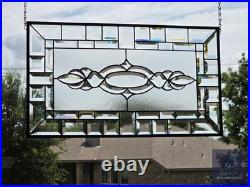 Stained glass, clear transom, rectangular 24.1/2 x 14 1/8 window hanging, panel Stained glass, clear transom, rectangular 24.1/2 x 14 1/8 window hanging, panel