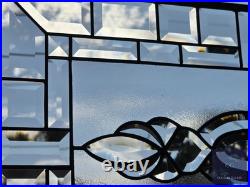 Stained glass, clear transom, rectangular 24.1/2 x 14 1/8 window hanging, panel Stained glass, clear transom, rectangular 24.1/2 x 14 1/8 window hanging, panel