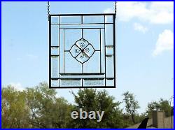 Stained glass panel, window hanging, beautiful simplicity, bevels clear art glas