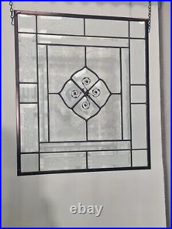 Stained glass panel, window hanging, beautiful simplicity, bevels clear art glas