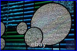 Stained glass transom/sidelight featuring modern geometric art glass