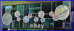 Stained glass transom/sidelight featuring modern geometric art glass