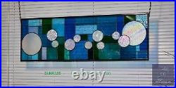 Stained glass transom/sidelight featuring modern geometric art glass