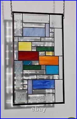 Stained glass window chakra inspierd, hanging, sidelight, 19.25x11.25-49x28cm