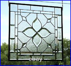 Stained glass window hanging, panel Square 21.75 3SQFT Handmade MADE TO ORDER